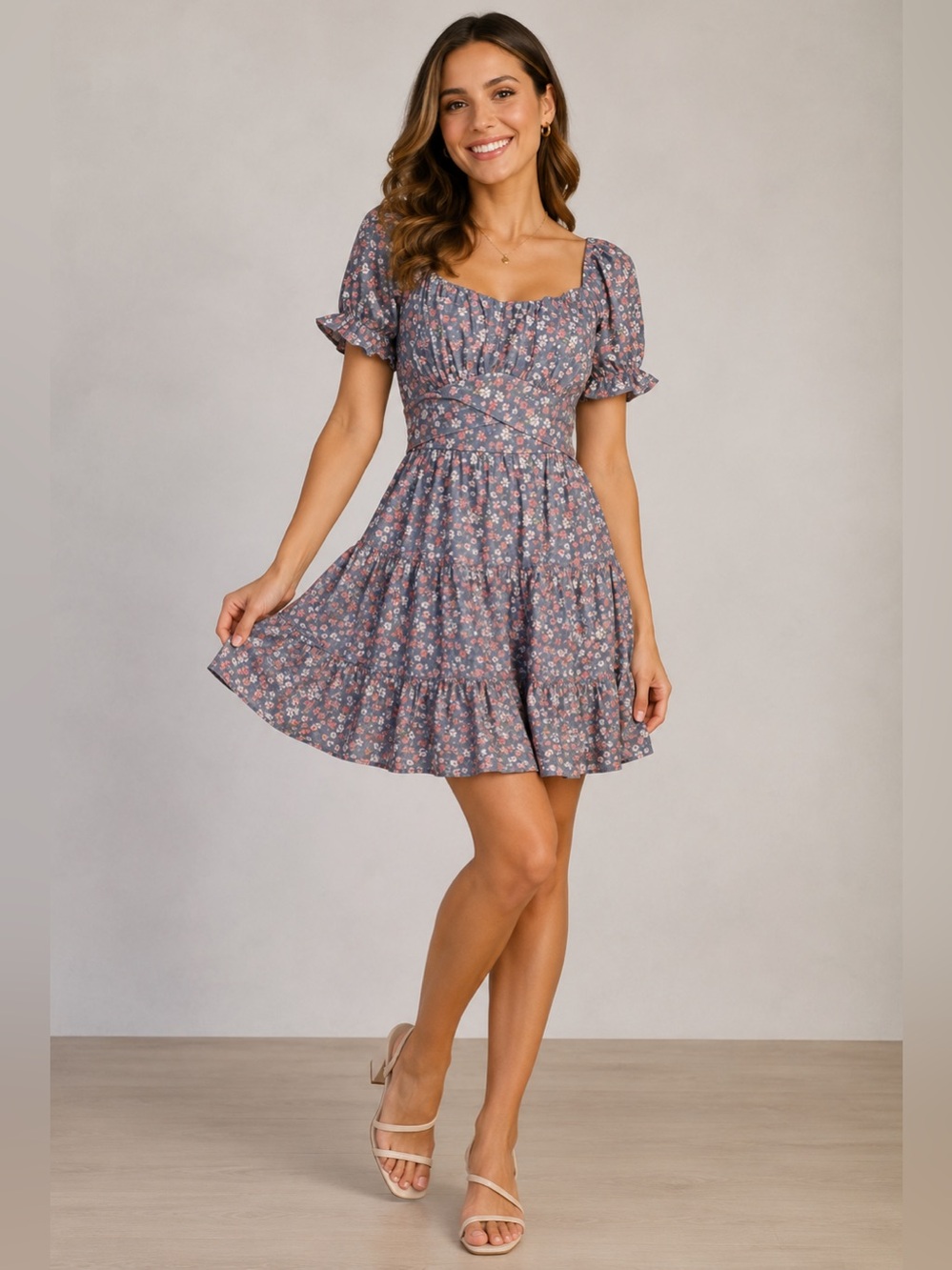 Altar’d State Floral Puff Sleeve Cottagecore Mini Dress NWT Size M